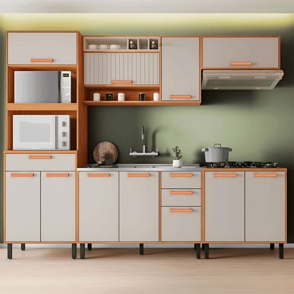 Cozinha Modulada 5 Peças 10 Portas 4 Gavetas Com Tampo Itatiaia Napoles